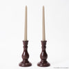 Dark Brown Wood Taper Candlestick Holders Tabletop Decor, Set of 2